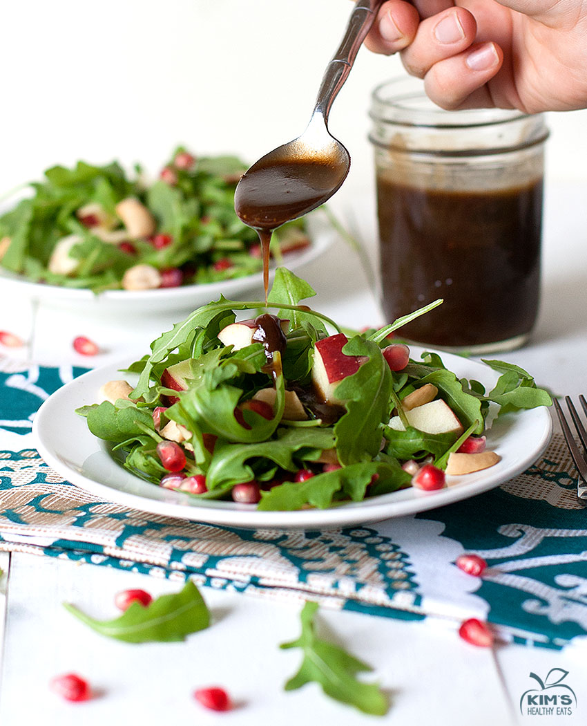 Pomegranate Cashew Arugula Salad with Balsamic Dressing | Kim&amp;#39;s Healthy ...